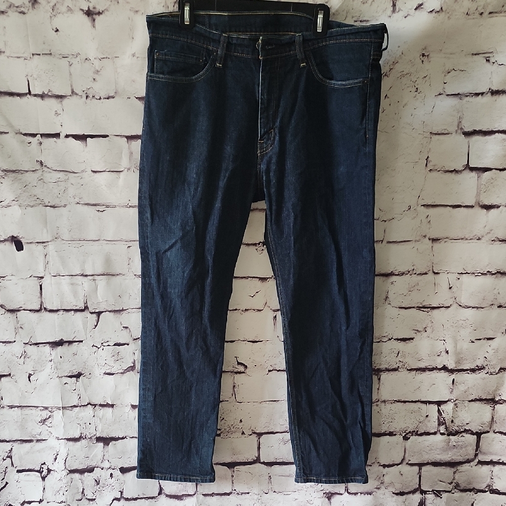 LEVI'S Mens Dark Wash Blue Straight Leg Jeans Size 37W x 30L Casual Denim